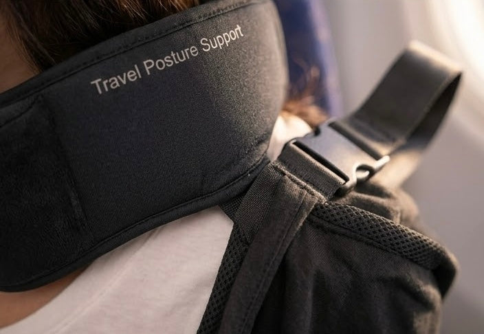 Travel Neck Pillow with Strap & Blackout Eye Mask, 3-Piece Set